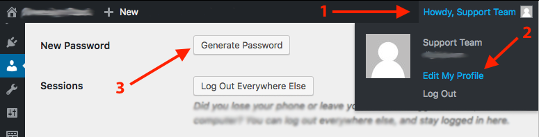 Generate WordPress password in the admin screen.