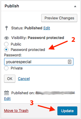 WordPress Password Protect Page Steps 2 & 3